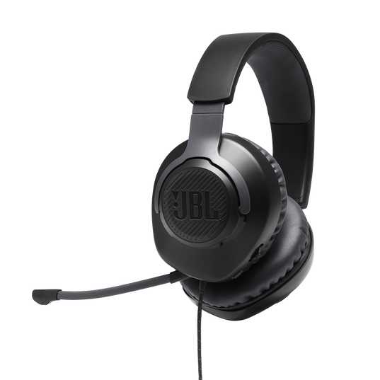 JBL Quantum 100 - Black - Wired over-ear gaming headset with flip-up mic - Hero